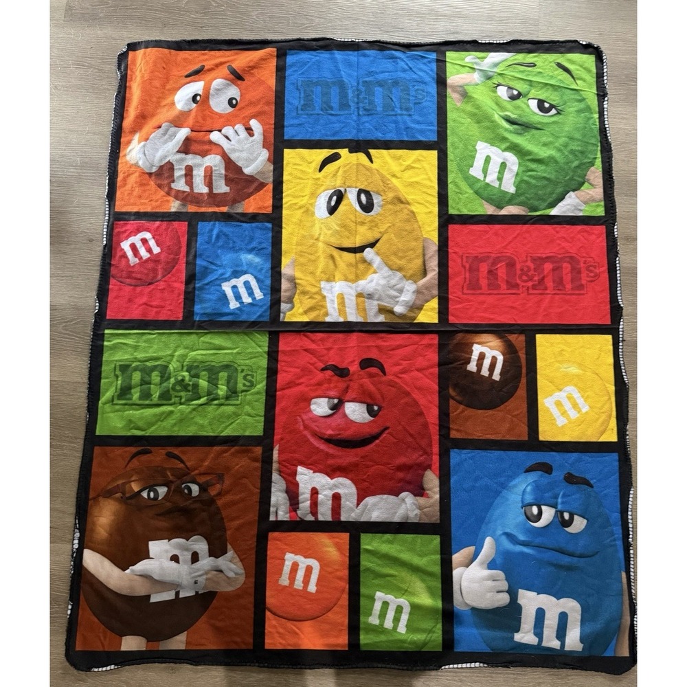 M&M‎ chocolate character print fleece throw blanket 62x46